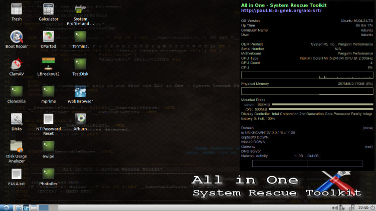 All in One - System Rescue Toolkit desktop
