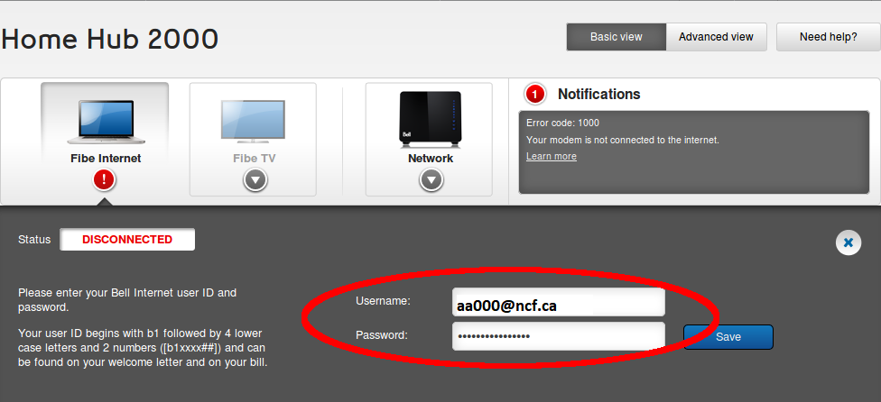 Bell Home Hub 2000 Internet Login Changes
