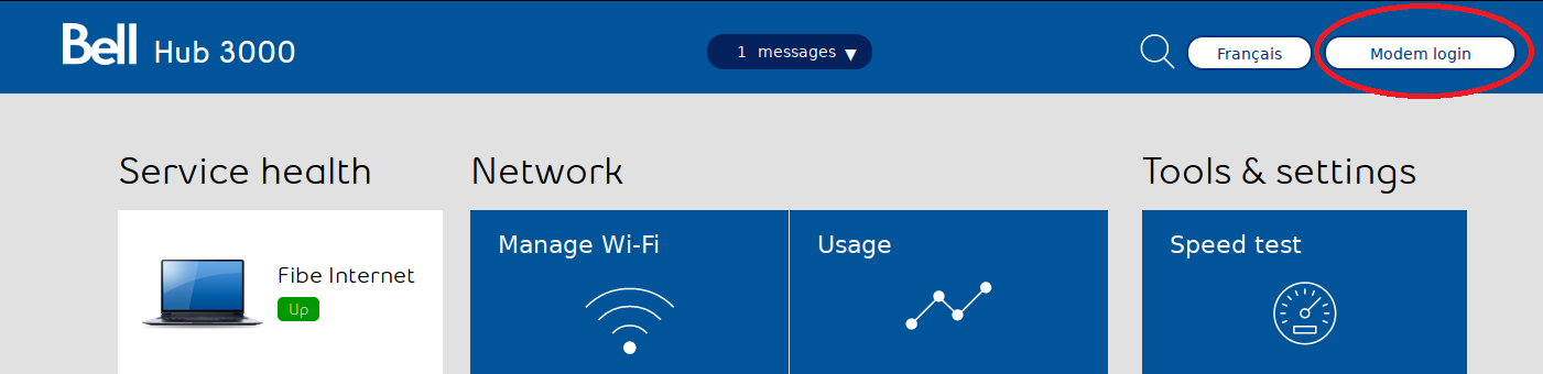 Bell Home Hub 3000 - Logging into Modem