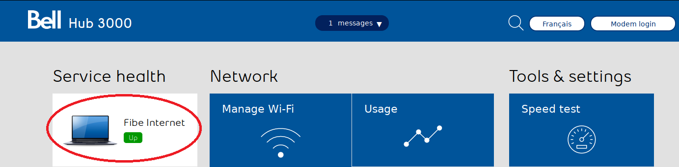 Bell Home Hub 3000 - Access Internet Settings