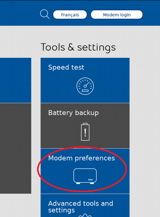 Bell Home Hub 3000 - Access Modem Preferences