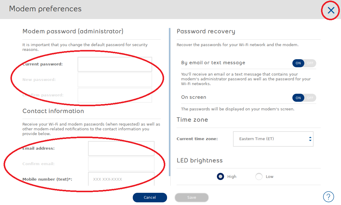 Bell Home Hub 3000 - Change Modem Password and Update Password Reset Email