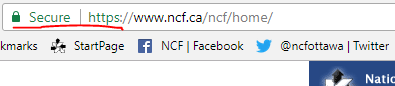 NCF website showing secure logo