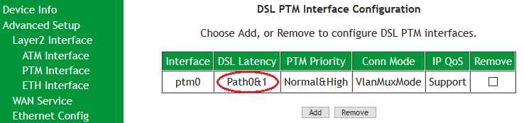 SR505n - Confirm VDSL (PTM) Interface Setup