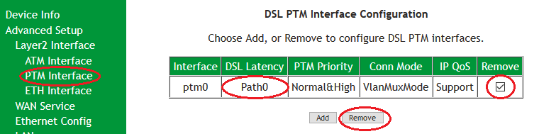 SR505n - Remove FAST only PTM interface