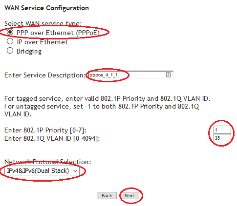 SR505n- PPPoE WAN Service Type, Priority, VLAN ID and IP Protocol