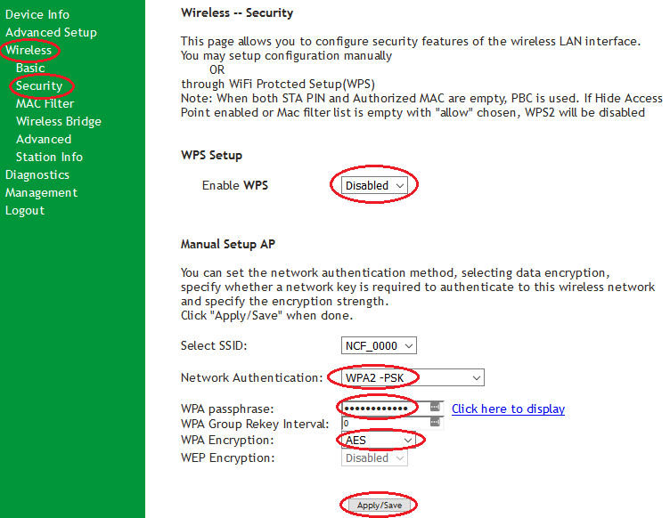 SR505n-WiFi-Security Settings