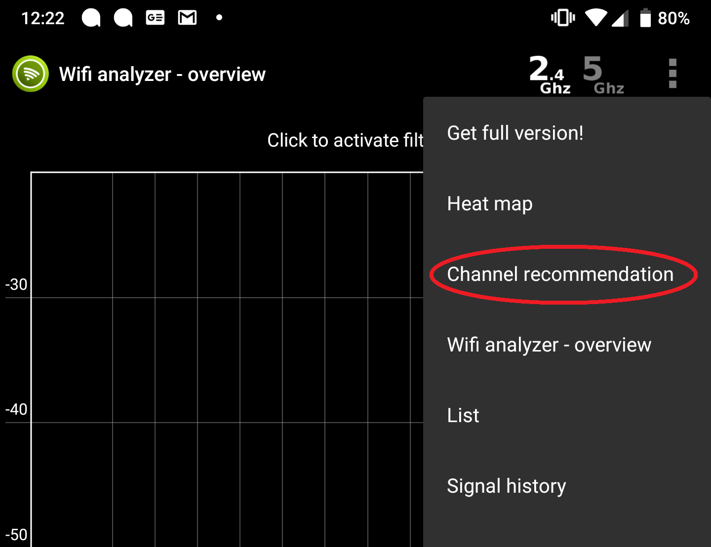 WiFi Analyzer by Web Provider - Channel Recommendation Selection
