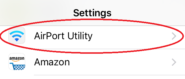 Fig 1. AirPortUtility - In IOS Settings