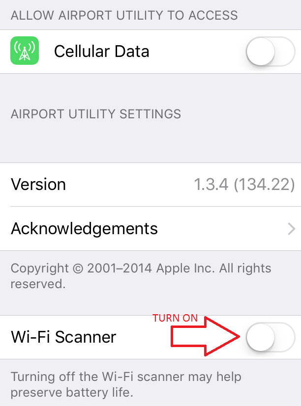 Fig 2. Airport Utility - Turning On Wi-Fi Scanner