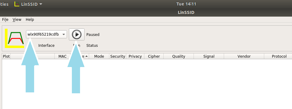 LinSSID Setting Wireless Interface and Starting Scan